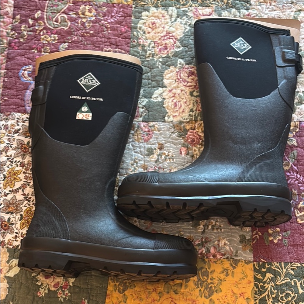 Black Winter Rain Boots with Rugged Sole

Never used. Brand new in box